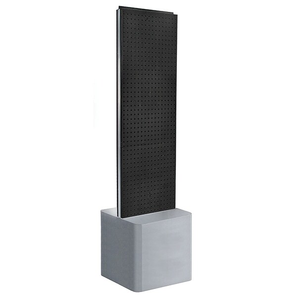 2-Sided Pegboard Floor Display on Adjustable Studio Base. Black